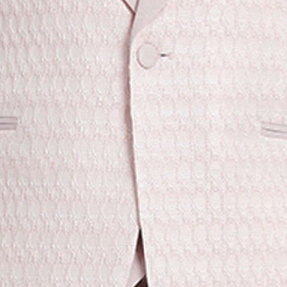 Round Honeycomb Textured 3pc Suit w/ Semi Double Breasted Vest, Pink - Picture 2 of 7